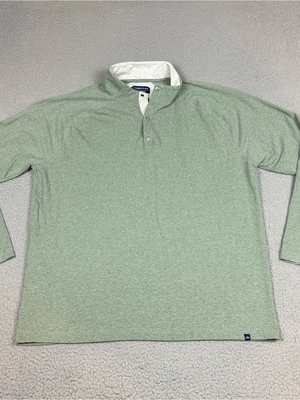 Fish Hippie 1/4 Snap Pullover Mens XL Sage Green Long-Sleeve Casual Sweater